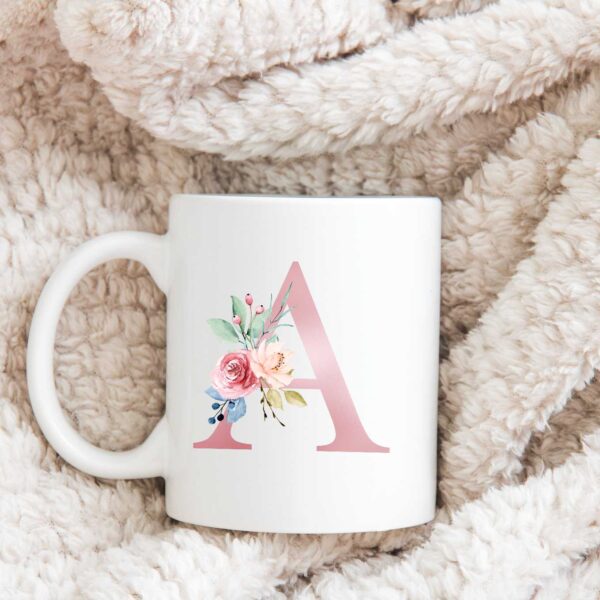 Elegant Flower Initial Mug